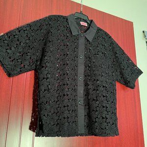 Leaf Laced Black Blouse
